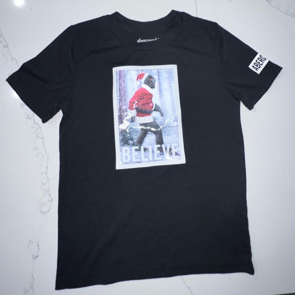 A&f Christmas Hologram shirt
